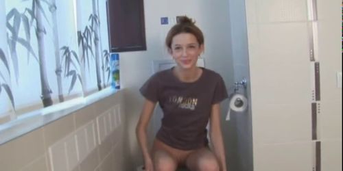 Extremely cute angular girl peeing - video 1