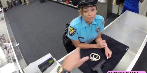 Police woman shows her sexy ass