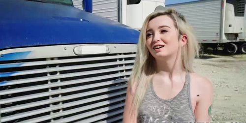 IM FUCKING STRANDED - Blonde Teen Lexi Lore gets fuck in standing doggystyle