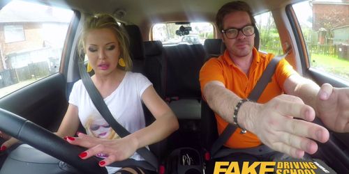 Fake Driving School Blonde busty Polish tight pussy fucked after lesson