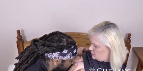 Blonde granny with big boobs gets stripped and fucked by black man