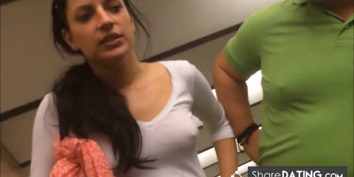 Braless sexy girl outdoor with bf - video 1