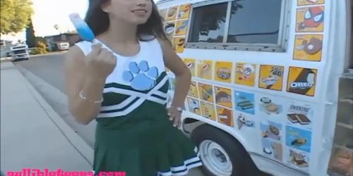 icecream truck cute eightteen year old cheerleader gets long white cock fucked and cum in mouth