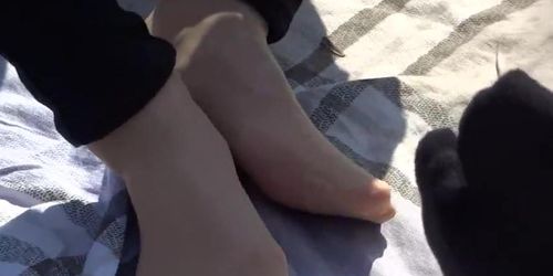 candid nylon feet toeclamp outdoor