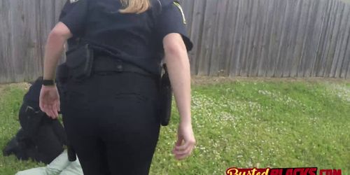 Chasedown ends with criminal suspect being fucked by milf cops