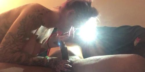 Slut swallows  cock whole doesn’t gag Best head he’s had