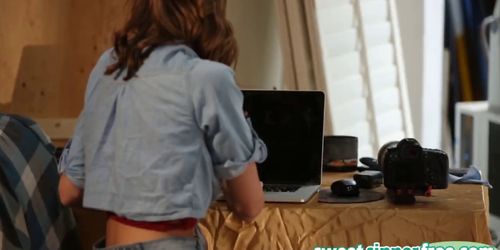 Jackpot Horny porn director tried fucking blonde petite newbie starlet