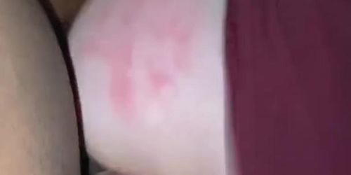 White teen  bouncing on BBC then taking the oral creampie 
