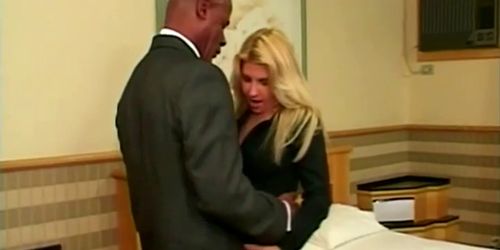 Big butt blondie gets ass licked by horny black thug