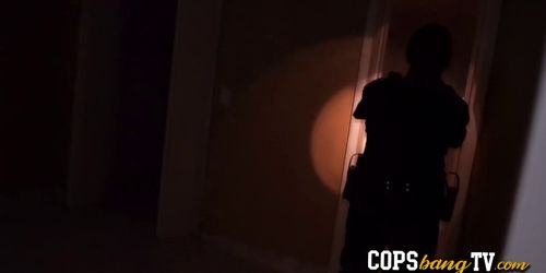 Young dude gets fucked at his place by two horny cops that arrived to arrest him and find his cock