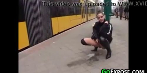 Girl Pissing In Public (A Train, A. Train)