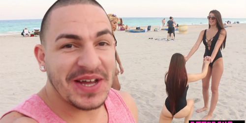 Sexy beach biker teens loves to ride on big hard cock
