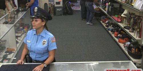 Big tits police officer sucks and fucked the pawn man - video 1