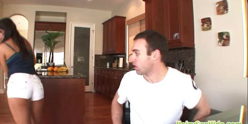 Man slams bitch with huge back hit