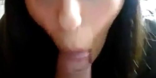 Dark eyed college chick gives head and swallows - video 1