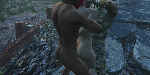 Soldiers fucked his wife in front of her husband  Fallout porno
