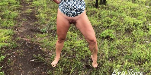 Milf pisses standing in the park