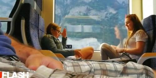Cum for 2 Teens on Train