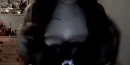 Emo teen flashes her huge areolas