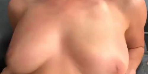 Cock Slides On Hard Brunette Tits