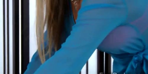 Beautiful blonde model gets naked to give a massage