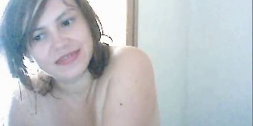 Pretty young things shows off her gigantic boobies - video 2