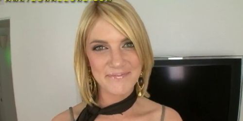 Beautiful Blonde Takes Mouthful Of Jizz