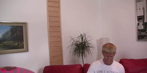 MYBROSGF - His blonde gf sucks and rides another cock