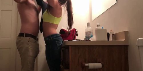 Older Brother with Big Dick Fucks Younger Sister on the Table instead of Ho