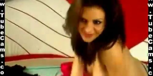 Skinny Teen Brunette Striptease