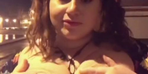 Flashing and Playing with my Tits in Public while Inebriated