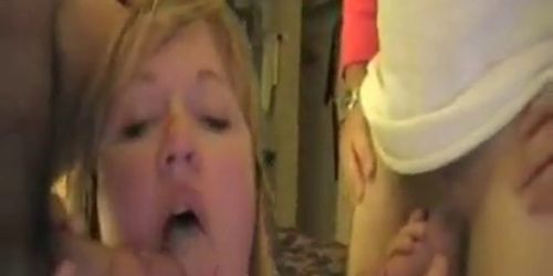 Sexy blonde beauty shares two big dicks - video 1