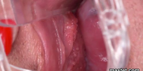 Kinky czech teenie gapes her narrow pussy to the unusual