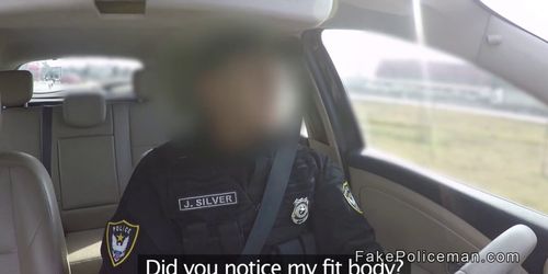 Calm fake cop bangs hot brunette babe