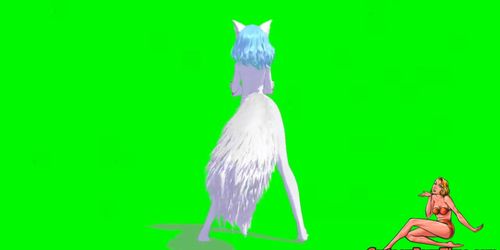 Youtuber Wolfychu Sexy Mi MMD Dance Greenscreen free to use 