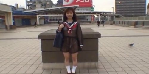 Mikan Cute Asian student flashes her part4