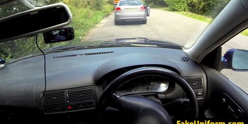 British amateur doggystyled on bonnet by cop