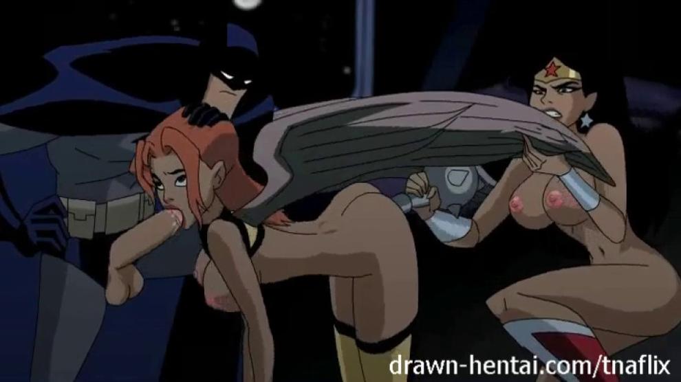 DRAWN HENTAI - Justice League Hentai - Two chicks for Batman dick.