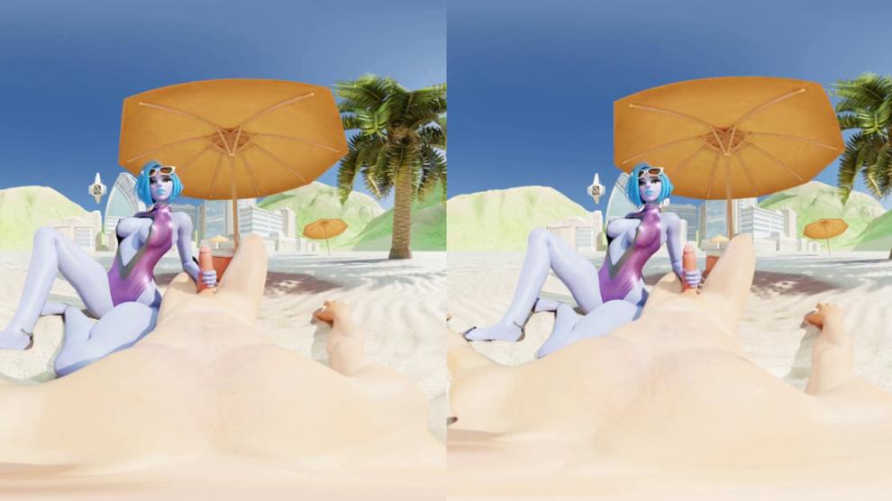 Overwatch Widowmaker Relaxes By Giving You A Handjob At The Beach VR