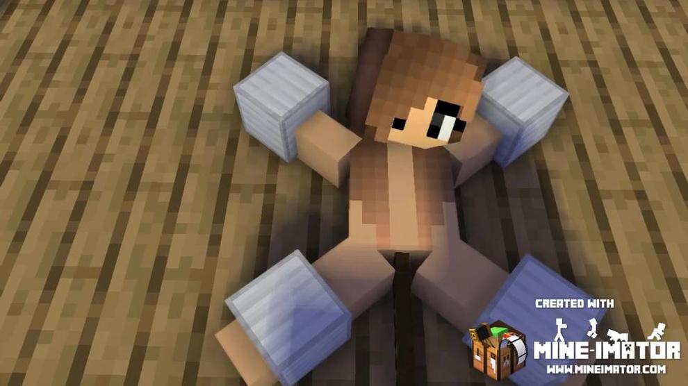 Minecraft Girl Tied Up On The Floor And Fucked By Machin