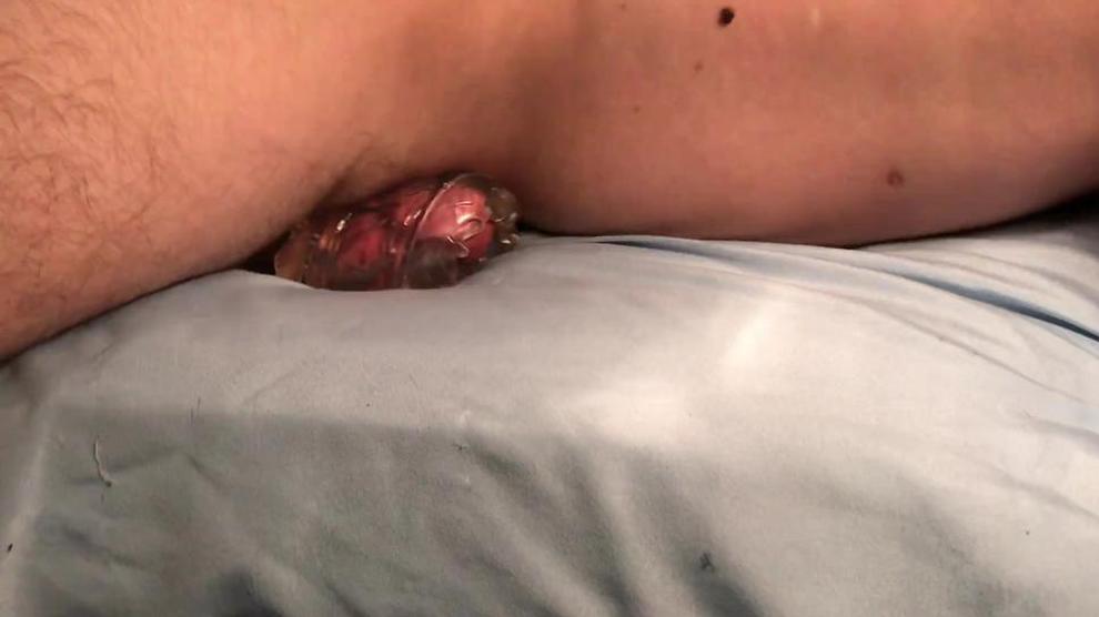 Young Guy Humping Bed With Fleshlight And Moaning When He Cum Hands