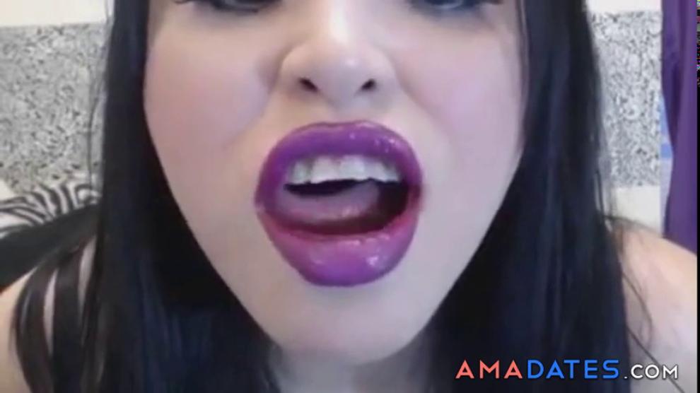 ASMR Purple Lipstick Kissing JOI Porn Videos