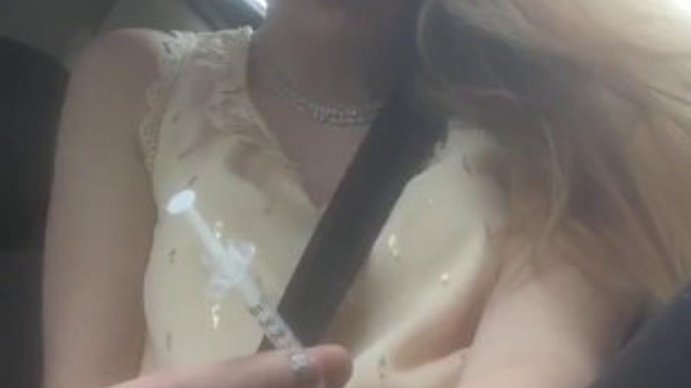 Beautiful Meth Junkie Doing A Shot In The Car Porn Videos