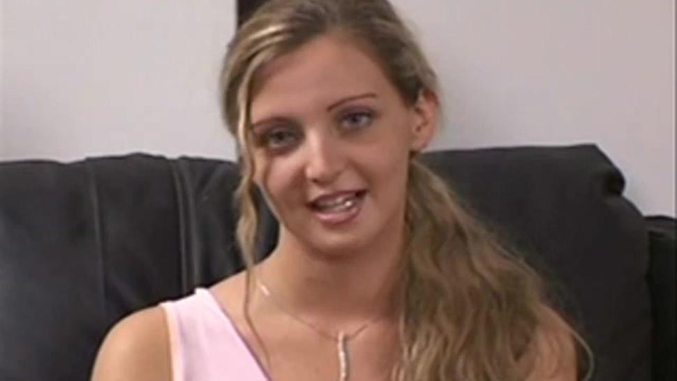 Blonde teen in a couch interview