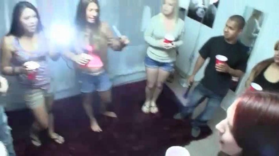 College teens partying in dorm room strip and fuck hard
