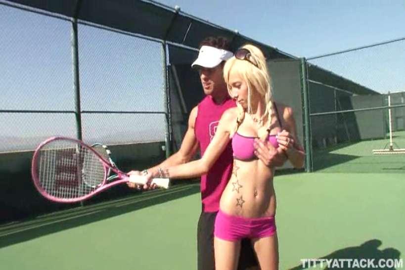 TITTY ATTACK - busty tennis babe gets rammed from behind