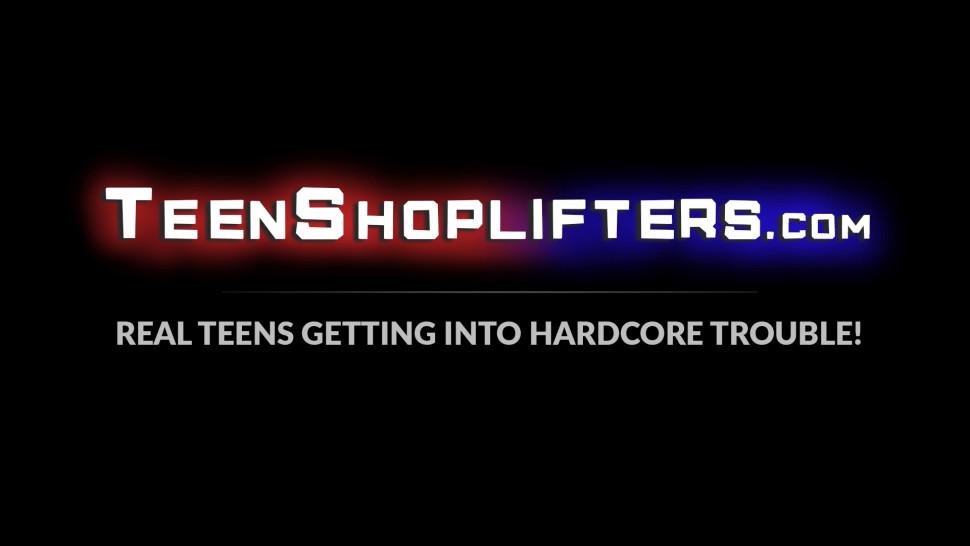 TEEN SHOPLIFTERS - Security officer creampies teen thief after a rough fuck