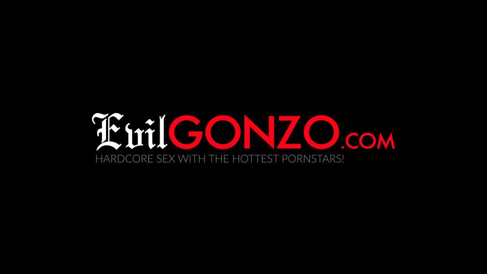 EVIL GONZO - Busty Glam Hottie DP Fucked by Two Hung Black Studs