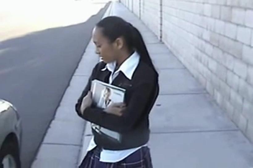 High School Girl get Oral Exam on the way to School