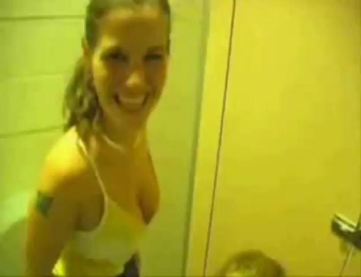 lesbian students having fun in toilet school